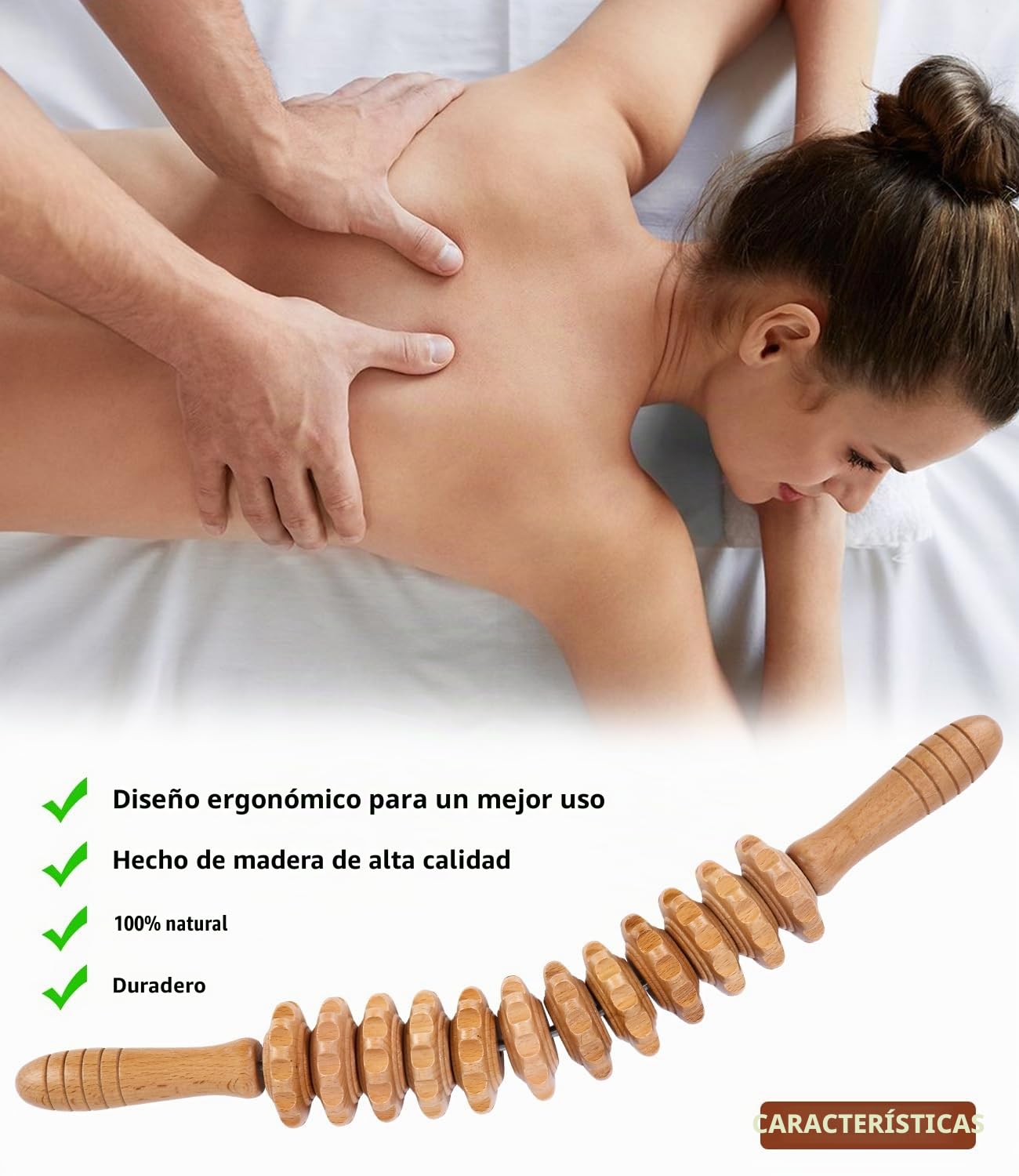 Masajeador Anticelulítico para Maderoterapia Corporal, Masajeador Celulitis Muslos, Rodillo De Fascia De Madera De Haya, Masajeador Celulitis (12 Rondas)