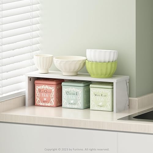 Miniatura 2 de Furinno Helena - Estante organizador apilable para encimera de cocina, juego de 1, 18 pulgadas, mármol blanco