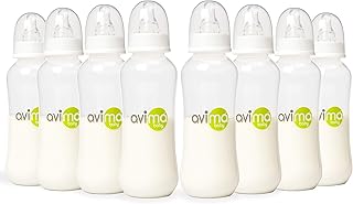 Avima 10 oz Anti Colic Baby Bottles, BPA Free, Standard Neck with Medium Flow Nipples (Set of 8)