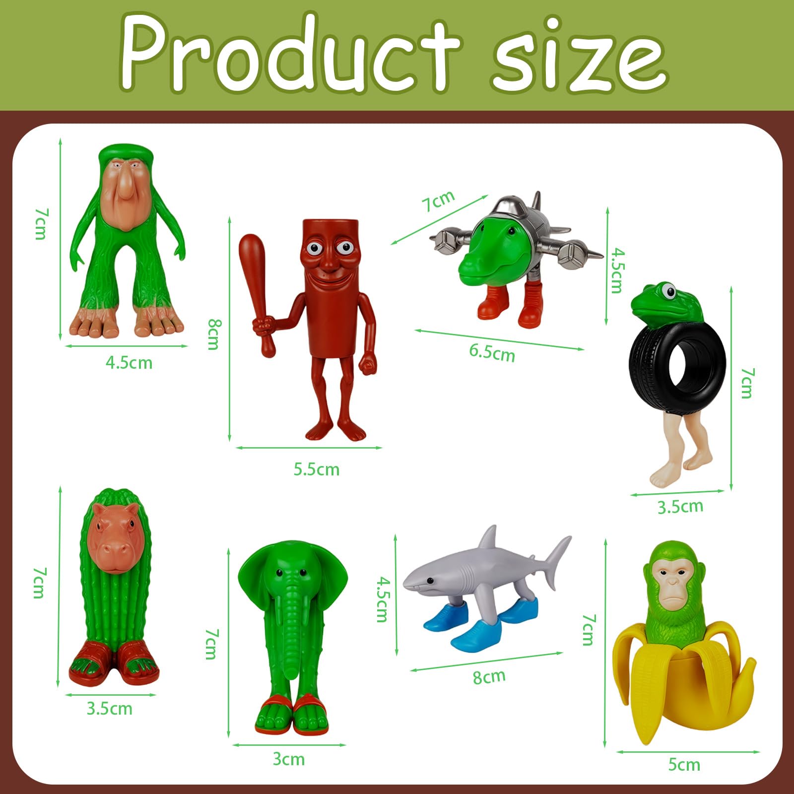 SSKHE 8 PCS Tung Tung Tung Sahur Figures Set, Inspired Italian Brainrot Toys, 3D Printed Desk Decor - Image 3