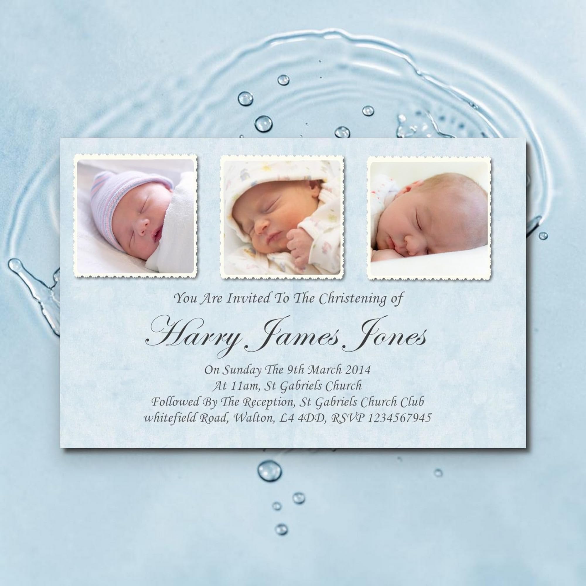 40 Personalised Boys Christening - Baptism Invitations - Invites with Envelopes, White, 6x4 inch - Image 6