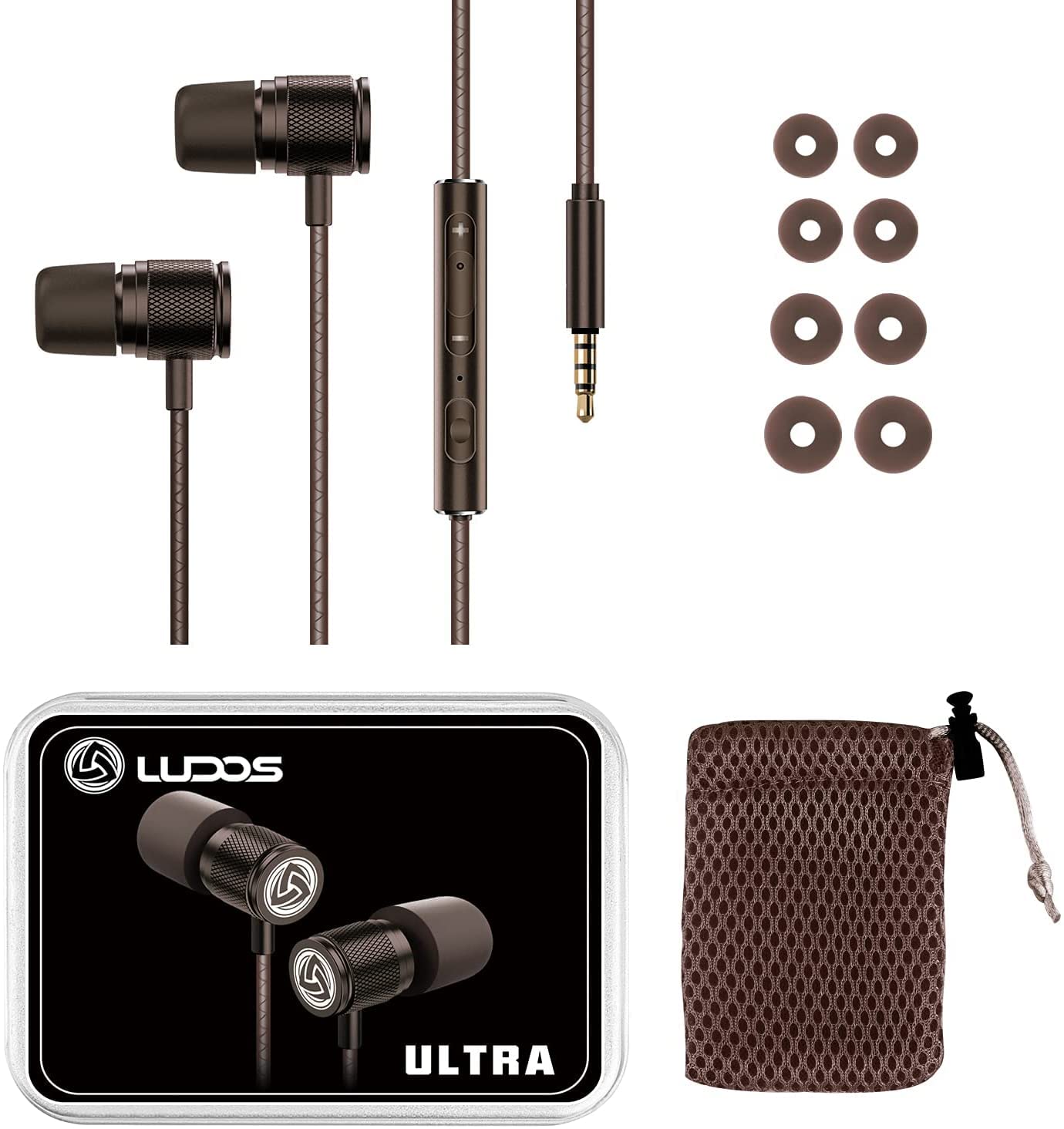 LUDOS Ultra Wired Earbuds in-Headphones with Microphone, 5 Years Warranty,  Noise Isolating Memory Foam and HD Mic, 3.9ft Long Cord, in-Ear Monitors,  Earphones for School, Gaming, Sports, Music: Buy Online at Best