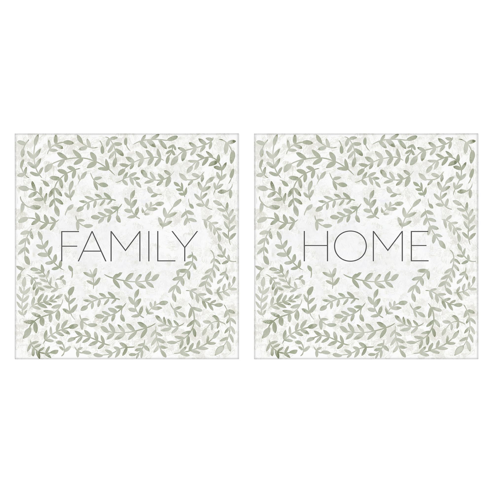 Stupell Industries Family Home Typography Ivy Curved Ivy Sprigs Floral Phrase, 17 X 17 Inch Canvas Wall Art Set