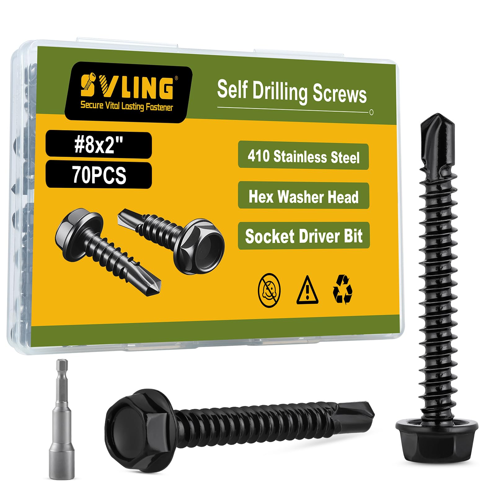 Black Self-Tapping Screws - 121PCS Stainless Steel Kit -18 Black Self-Tapping Screws - 121PCS Stainless Steel Kit -18