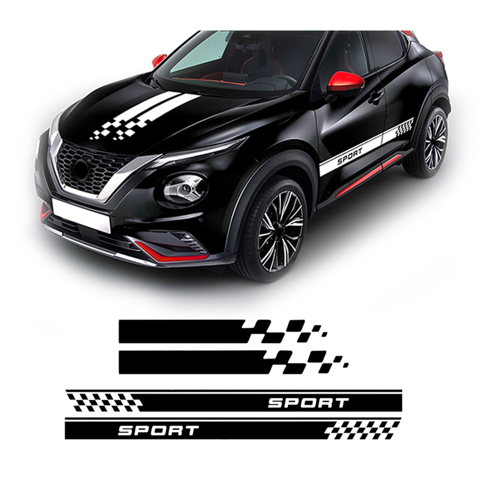 Amazon | 車のフードボンネットビニールデカールドアサイドストライプ