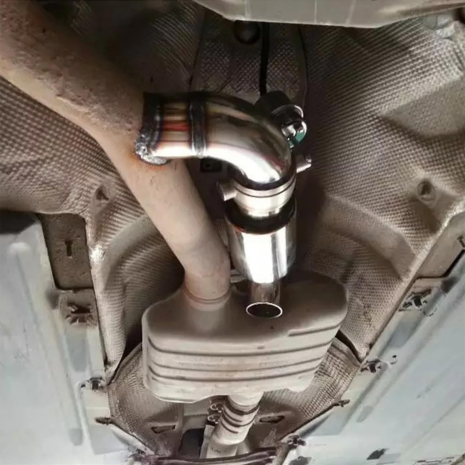 Silenciador de Escape Krtopo 2,5pulgadas/63mm Silenciador de Escape de Admisión Acero Inoxidable Resonador de Escape Curvo Diesel Punta de Escape de Salida Adecuado para automóviles y Camiones SUV