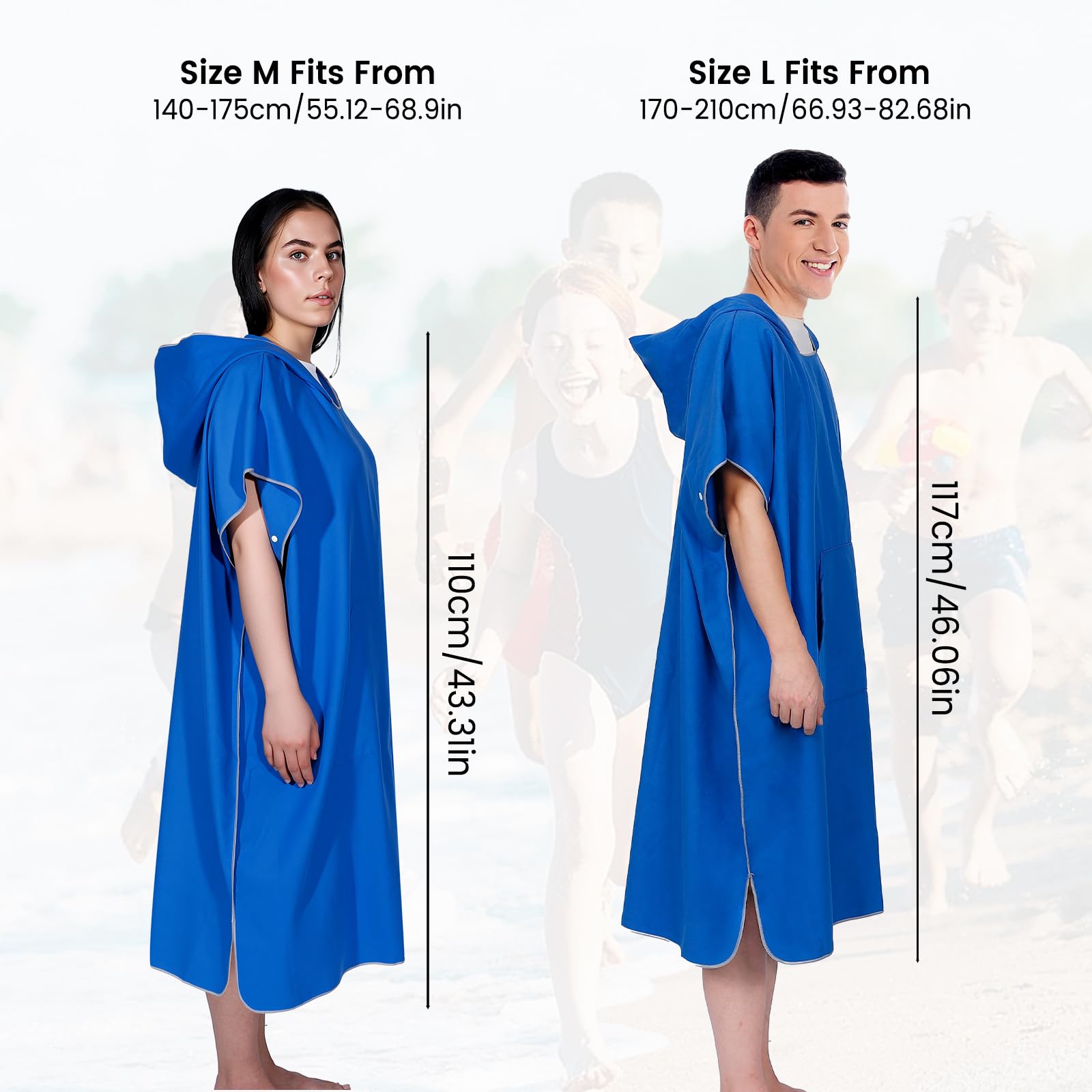 Zorplex Poncho de Surf, Ligero, Compacto y de Secado rápido, Toalla para Natación y Deportes Acuáticos, Albornoz para Cambiarse, Toalla de Poncho Playa, Ponchos de Microfibra para Hombres (Mediano)