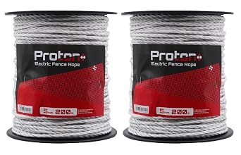Proton Twin Pack Electric Fencing Rope - 5mm x 200m White Poly Tape 400m Total Premium Quality Conductive Durable Horses