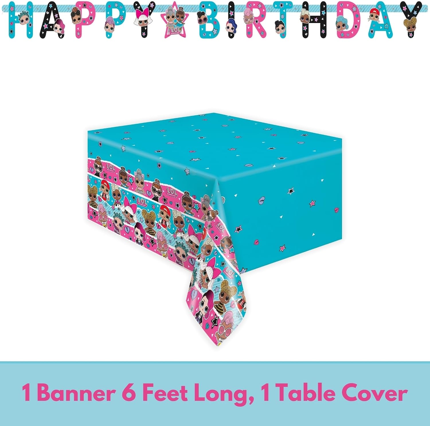 LOL Birthday Party Decorations - LOL Suprise Birthday Party Decorations - Plates , Napkins, Table Cloth, Cups, Banner, Goodie Bags, Checklist - 16 Guests