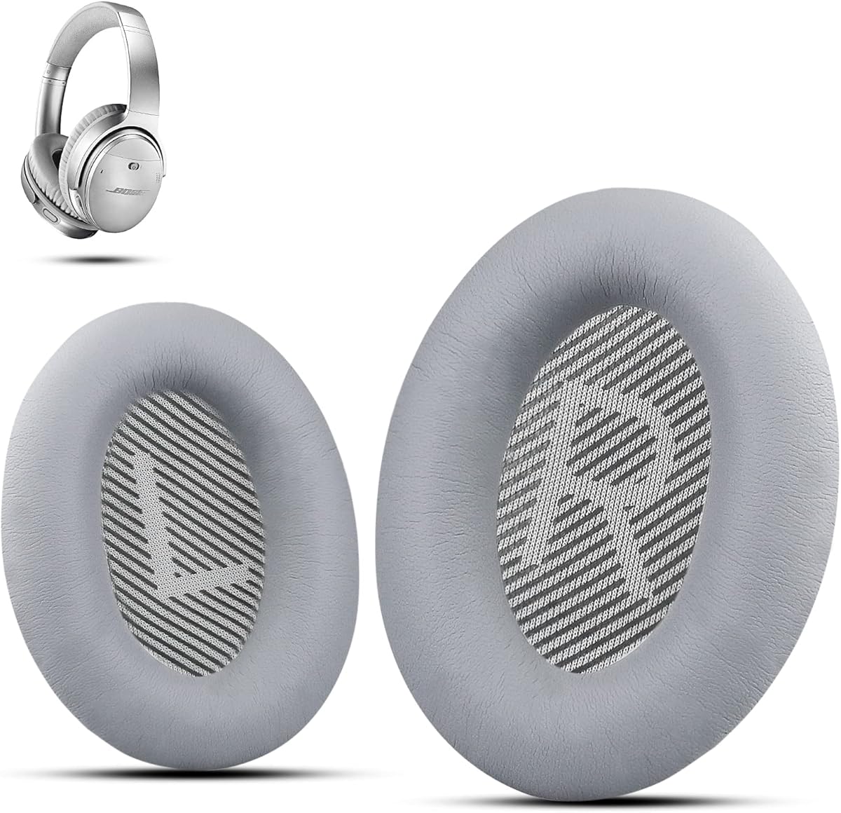 Krone Kalpasmos Premium Ear Pad Replacement for Bose Headphones Earpads, Compatible with Bose QuietComfort 35 ii /QC35 /QC25 /QC2 /QC15 /Ae2 /Ae2i /Ae2w /SoundTrue & SoundLink Silver