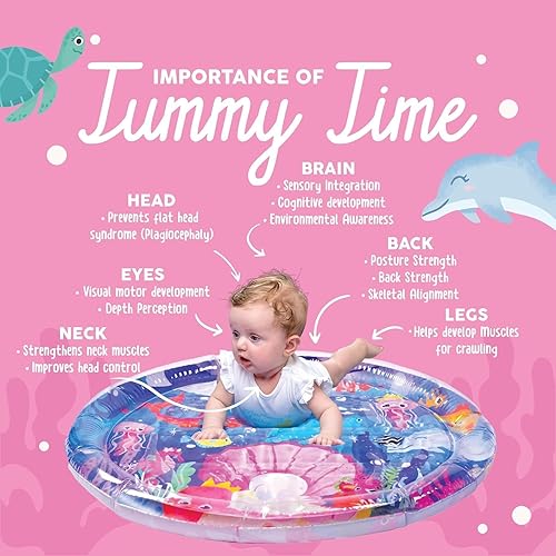 Miniatura 7 de KooKooBaby Juguetes inflables para el tiempo boca abajo, tapete de juego para el piso, tapete de agua extragrande para bebés y bebés, tapete de