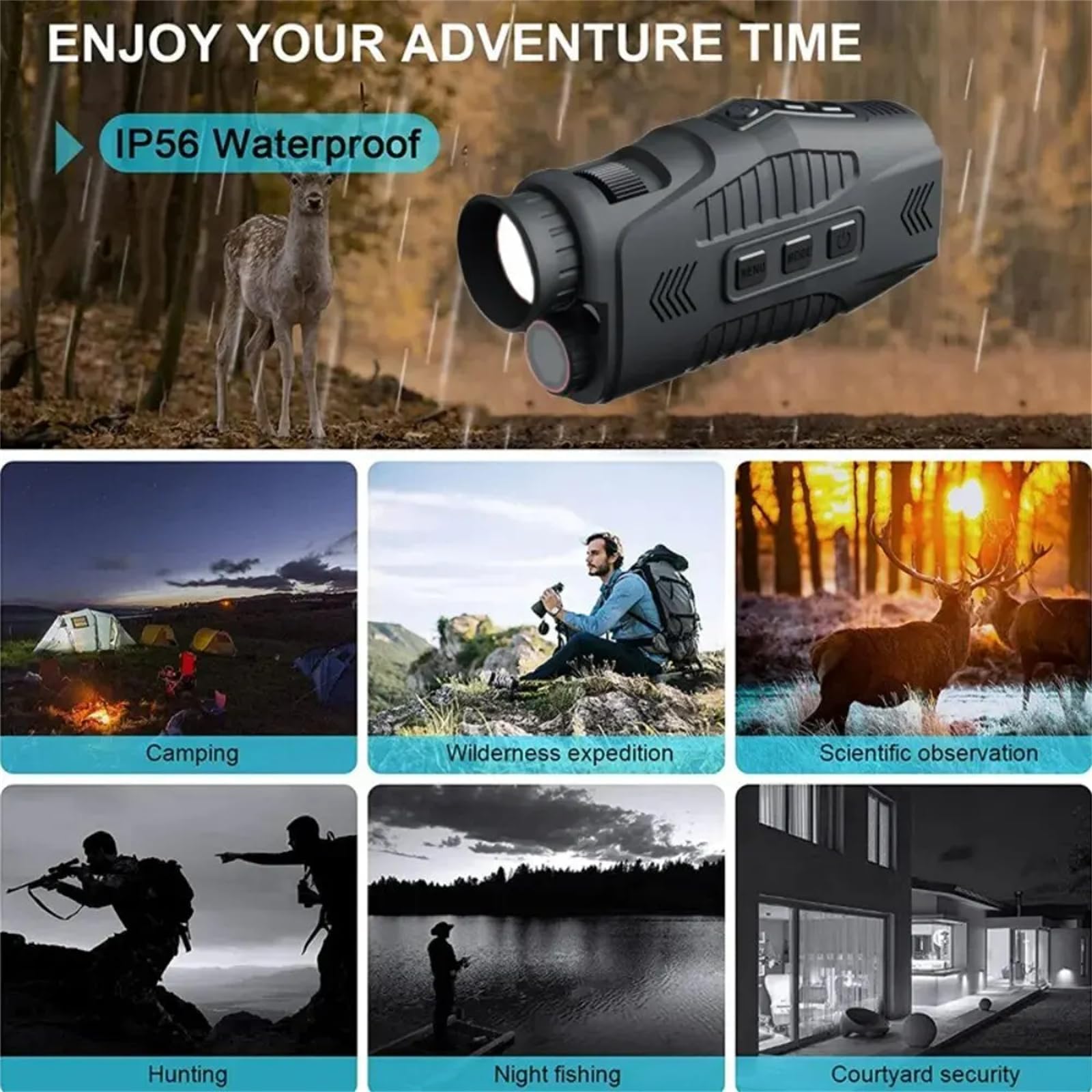 Garvee Vision Nocturne numérique 1080P – Monoculaire et Jumelles avec Zoom 5X, 7 Niveaux d’Infrarouge, Enregistrement vidéo – Idéal Camping, Observation, Chasse – Couleur Noire