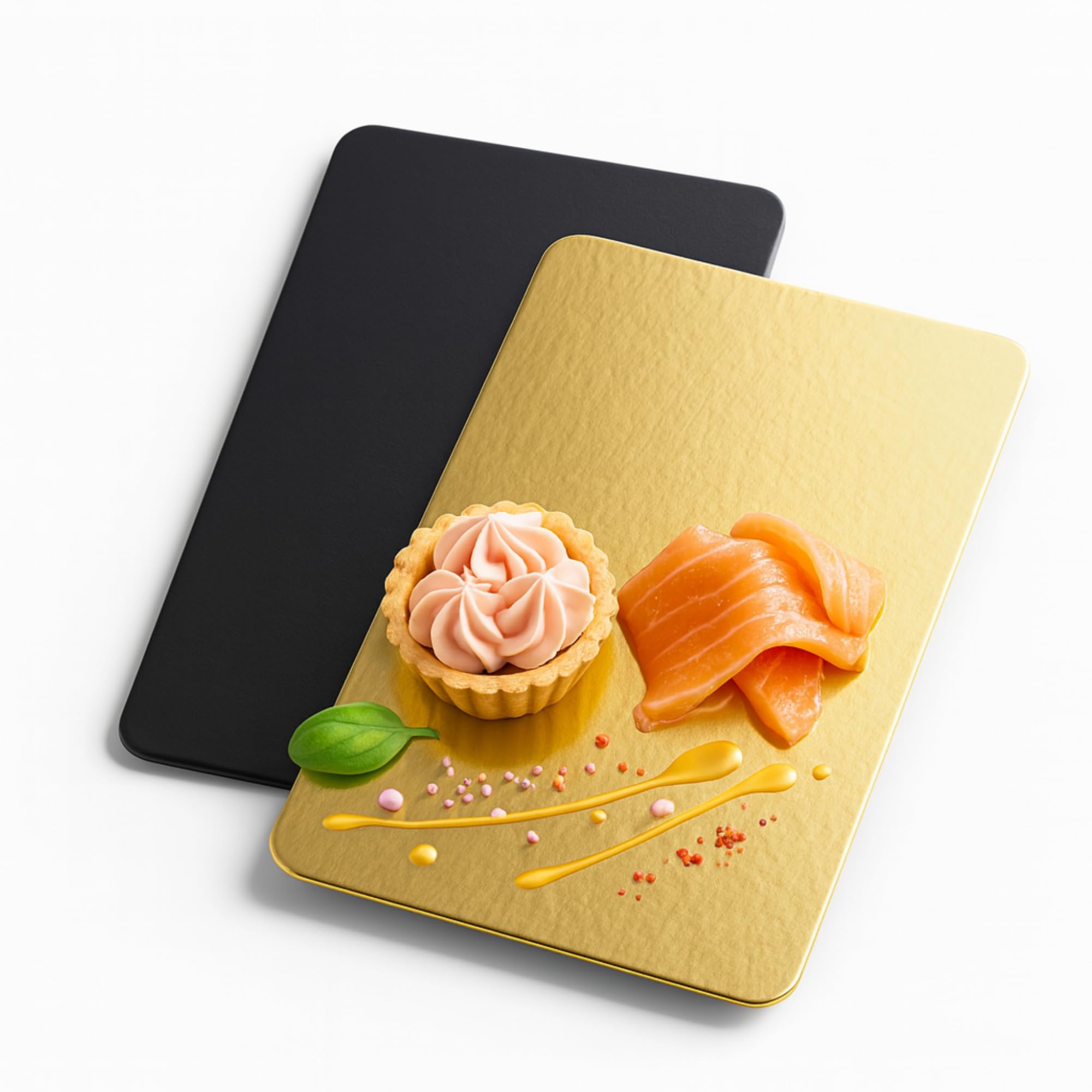 Lot de 20 Supports à Gâteaux Rectangulaires | 40x60 cm | Noir et Doré | épais 2mm | Carton Réversible | Socle Gâteau | Pâtisserie Boulangerie Buffet | Number Cake | Tarte Biscuits Tapas