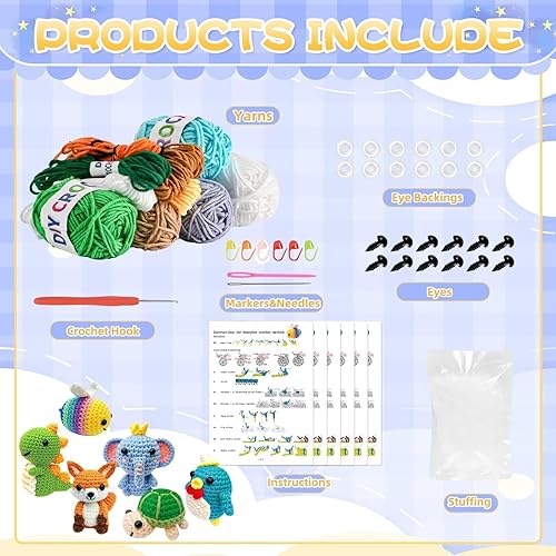Miniatura 2 de OLHKYN Kit de ganchillo de 6 piezas para principiantes, manualidades 2025 para adultos y niños, gran regalo para amantes del ganchillo, kits de
