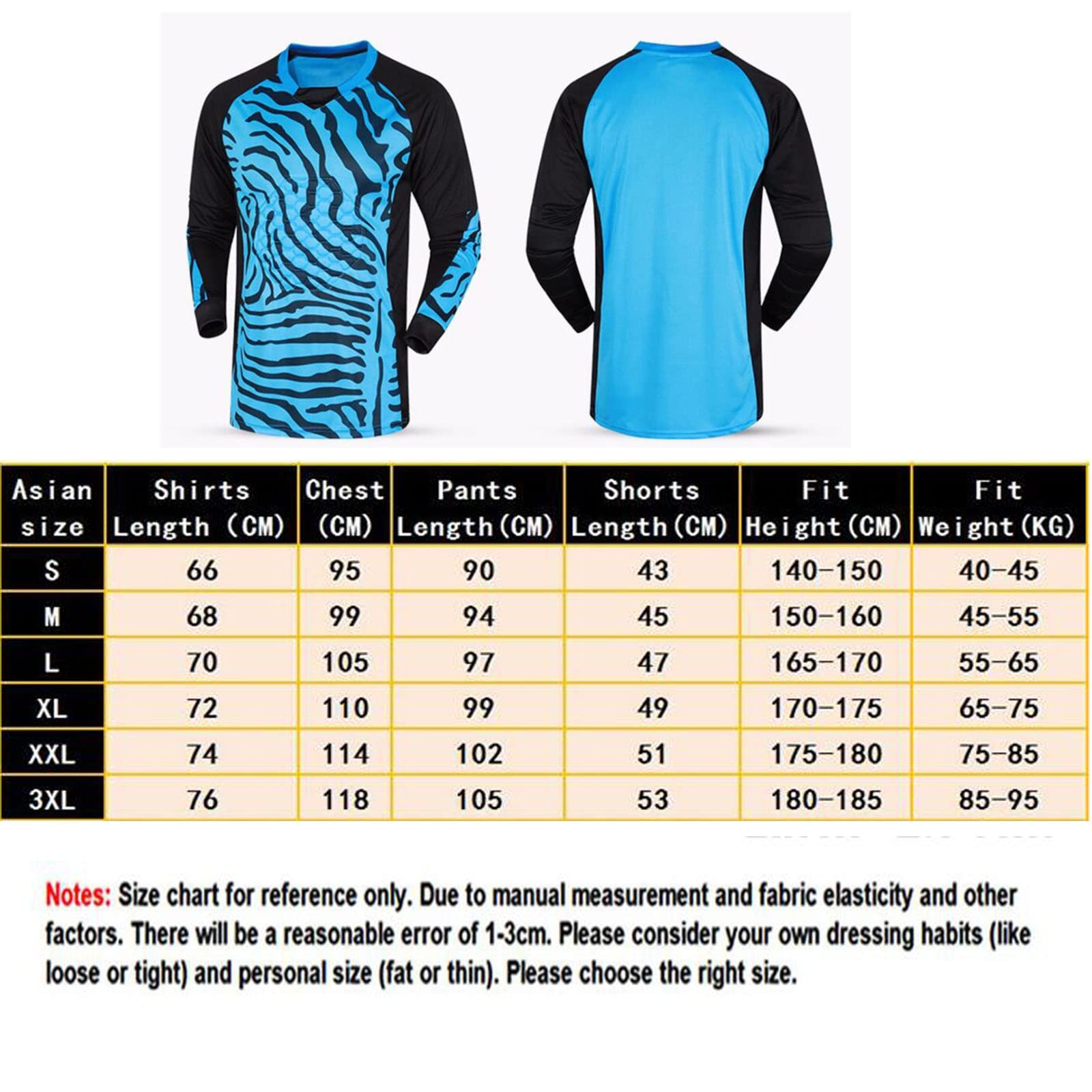 Gardien But Football Gardien de But Uniforme Kit Anti-Collision Chemises à Manches Longues Pantalons Uniformes d'entraînement Costume de Sport de Gardien de But pour Adultes Z0-2