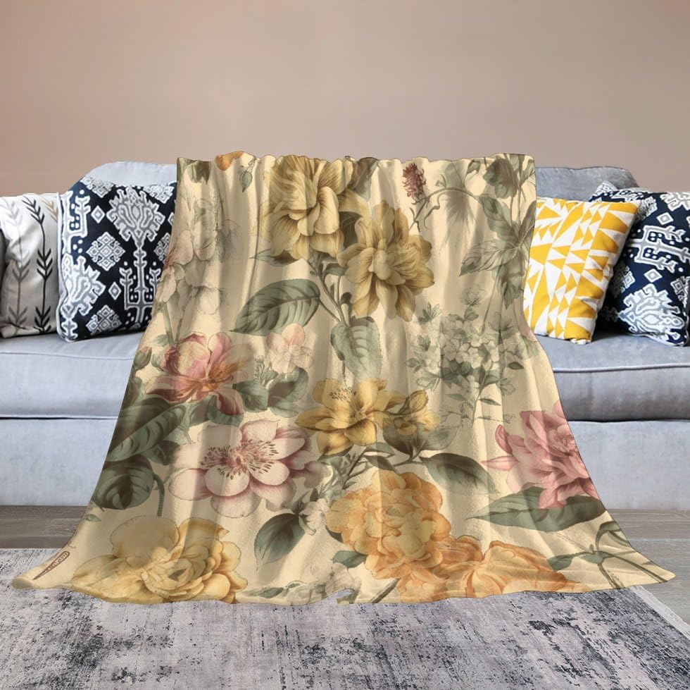 Couverture micro polaire douillette à fleurs, le cadeau parfait pour lit