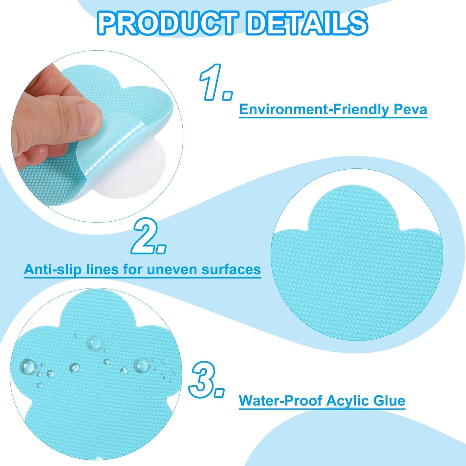 PATIKIL Bathtub Non Slip Stickers 3.4 x 3.4 Inch, 6 Pack Star Safety Shower Floor Anti Slip Stickers with Adhesive Decals Scraper for Bath Tub Shower Floor Stair, Blue
