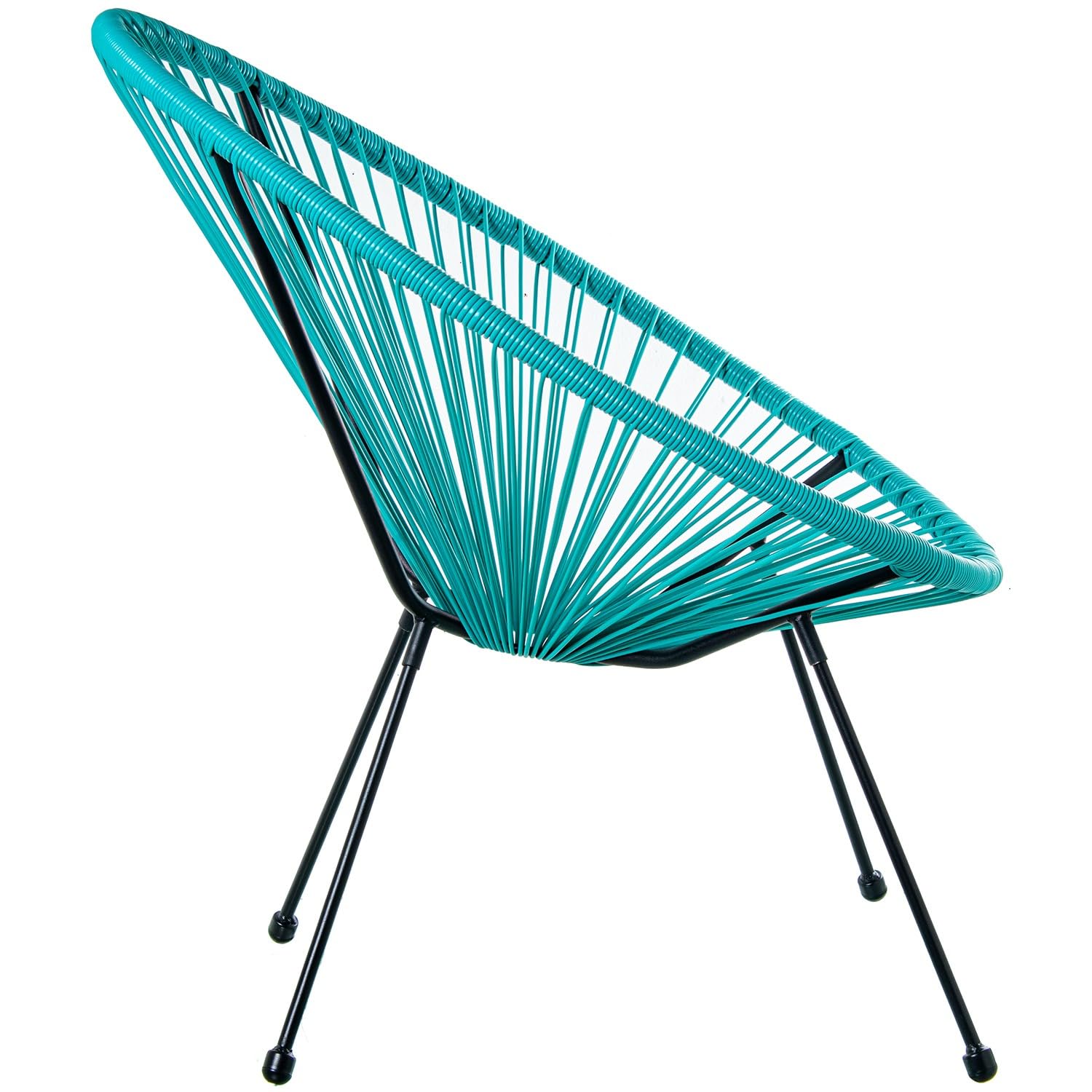 DRW Sillon Exterior de Acero y Mimbre Sintetico PE en Azul 80x71x83 cm