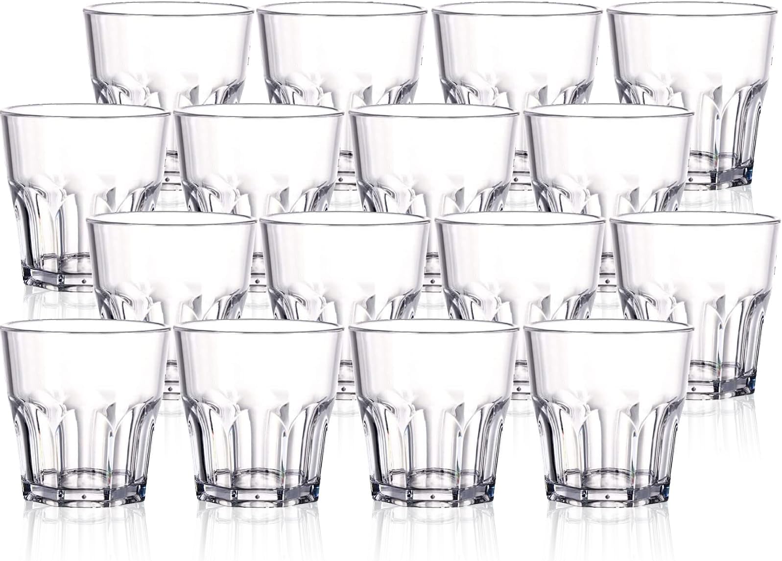 Tebery 16 Pack 250ml Acrylic Plastic Tumbler Cups, 8oz Whiskey Glasses Water Glasses, Reusable Acrylic Tumblers, Stackable, Unbreakable Glasses