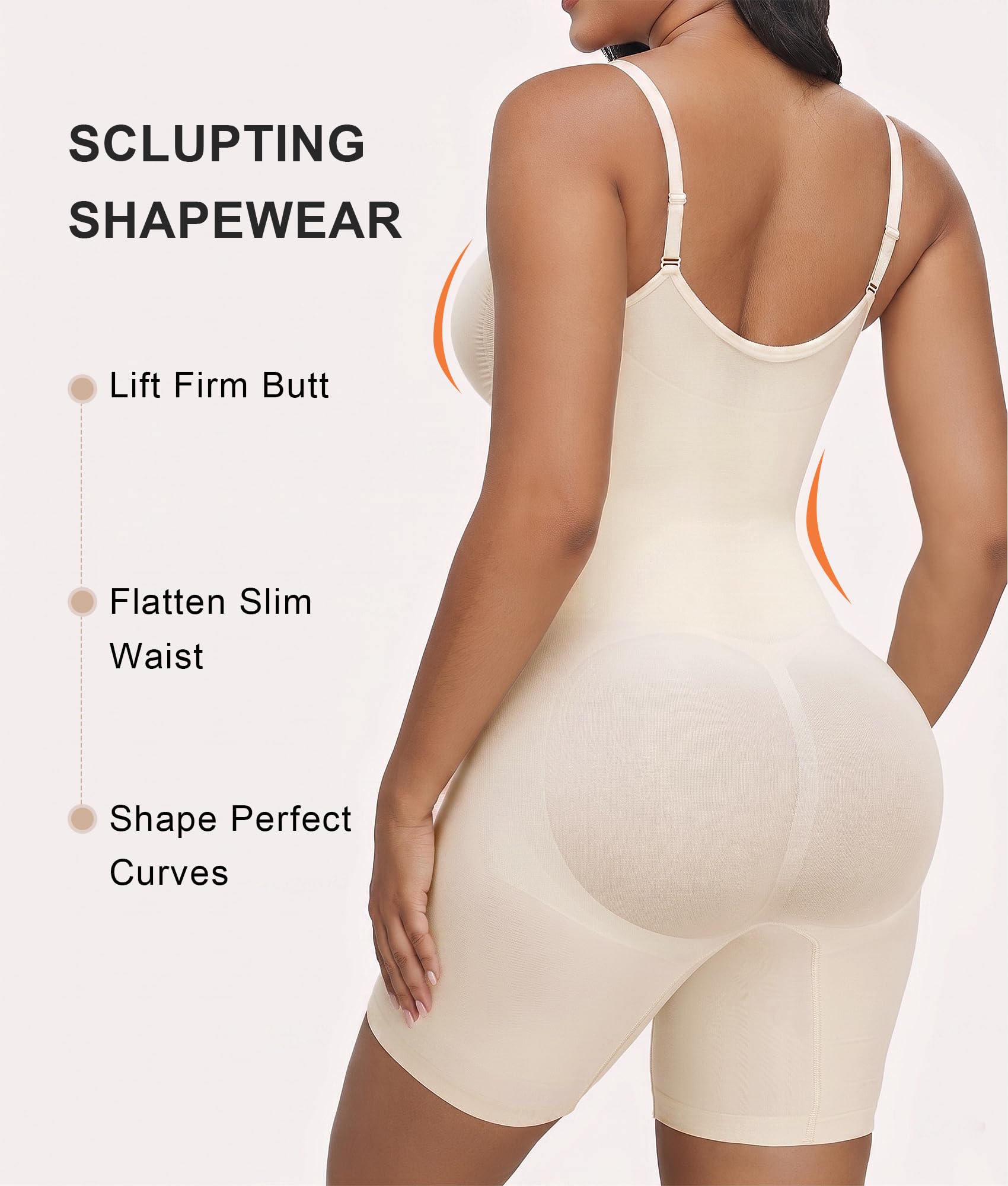 SHAPERX Body modellante da donna per il controllo della pancia, senza cuciture, con cerniera, modellante per la vita