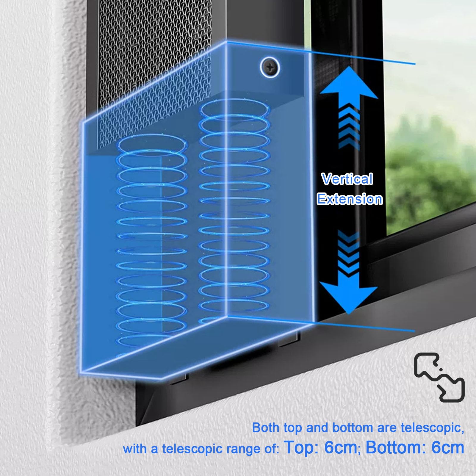 Ausziehbarer Fensterabluftventilator, Fensterventilator for Schiebefenster, Doppelmotor 2800 U/min mit Einstellbarer Geschwindigkeit, für Küche, Schlafzimmer, Badezimmer,146~158cm/57.48~62.2in
