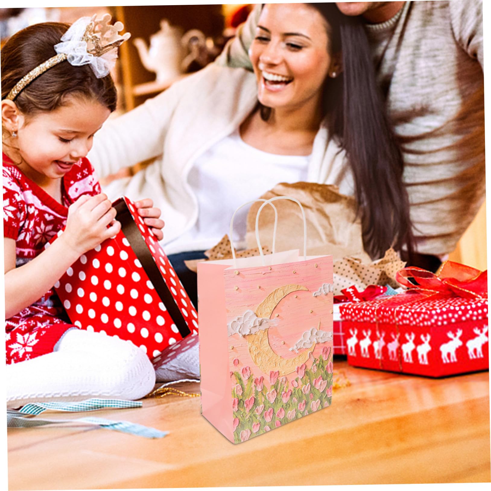 50 Stück Rosa Papier Geschenktüten mit Henkeln für Partys
