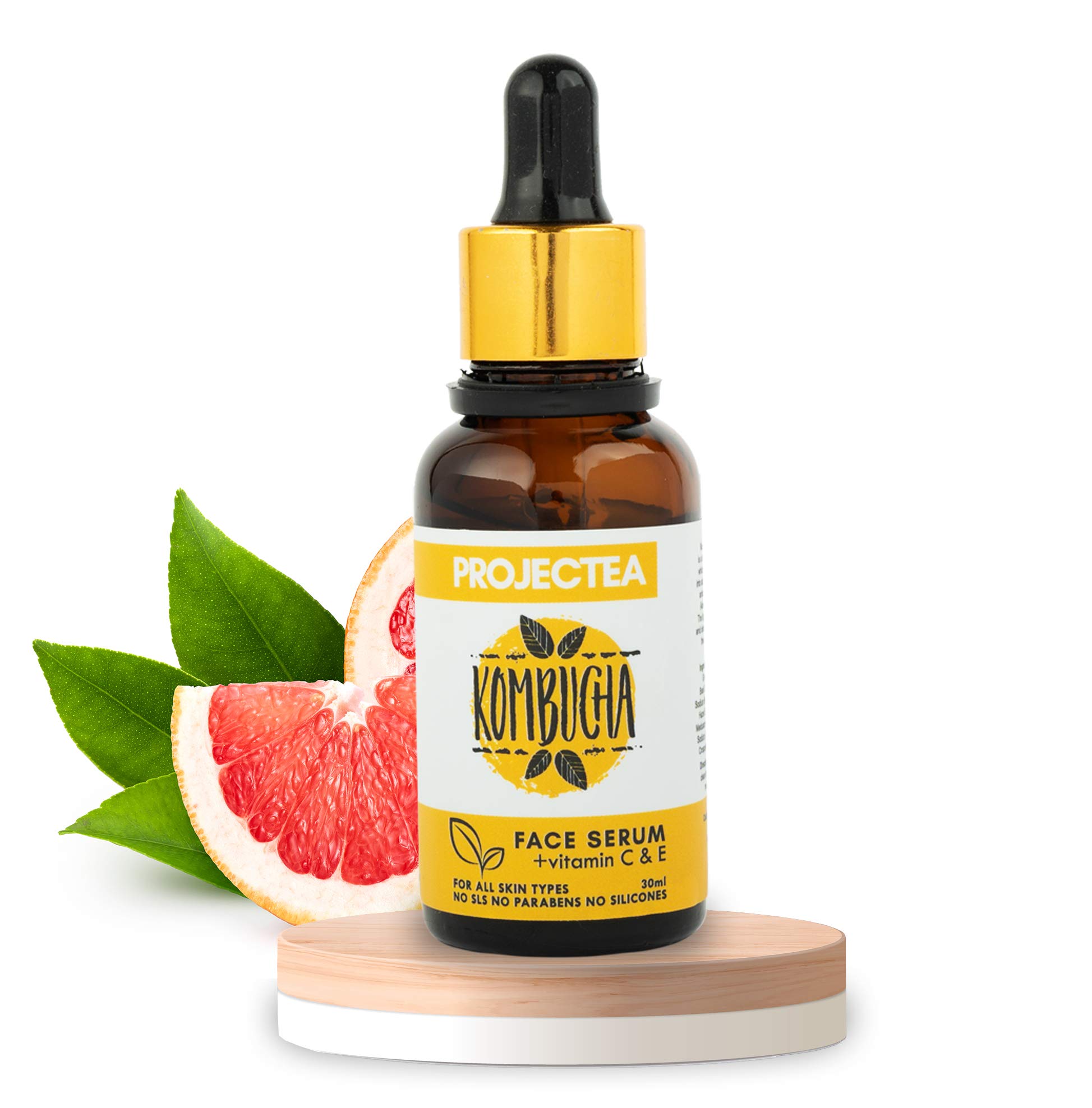 PROJECTEA 20% Vitamin C and Kombucha Tea Face Serum, 30ml | Revitalizing, Anti Acne | Hyaluronic Acid | All Skin Types | SLS & Parabens Free