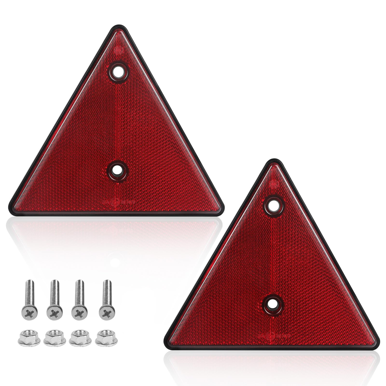 2 Pack Triangle Safety Reflectors Red Trailer Screw Mount
