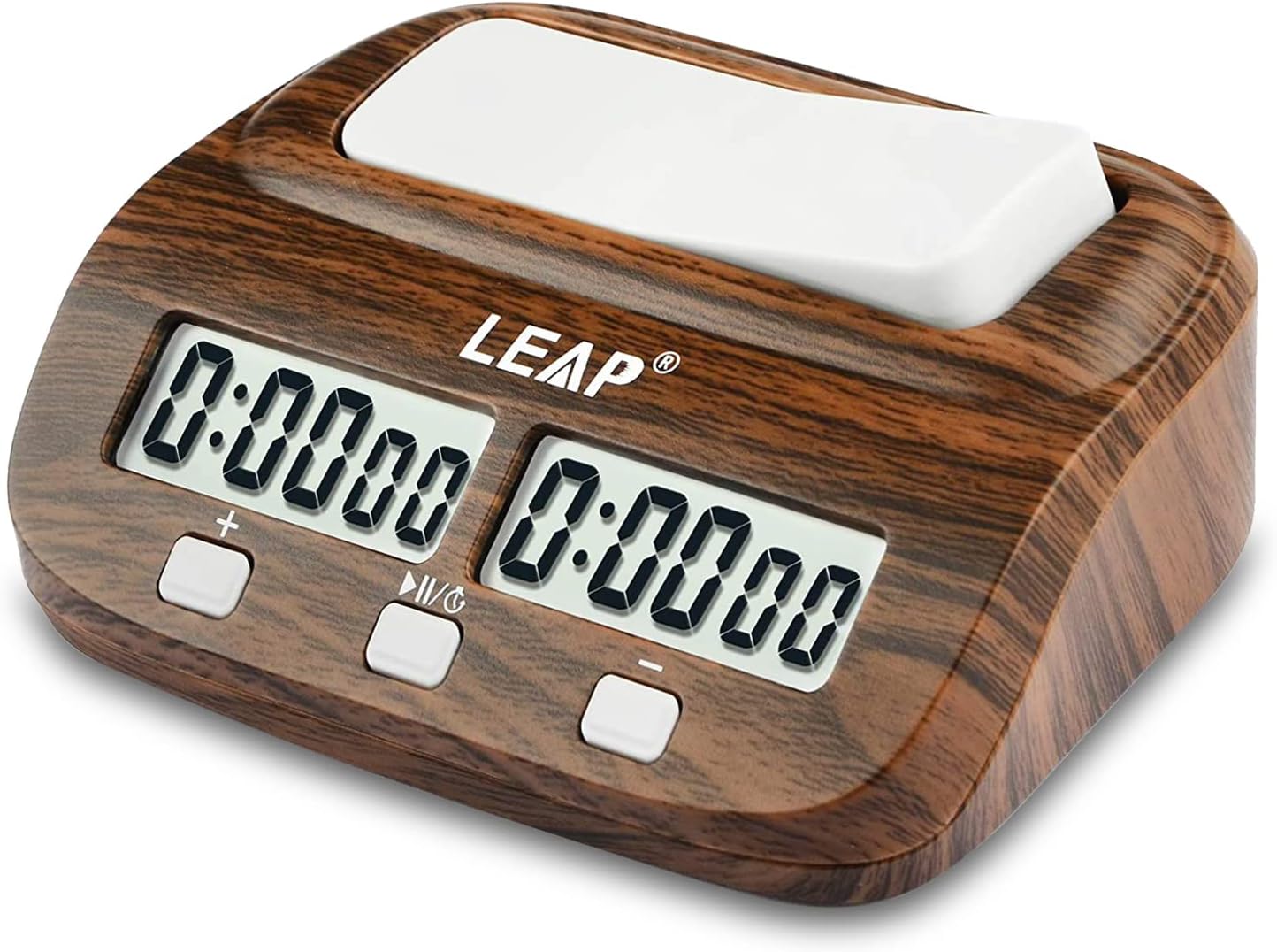 LEAP Chess Clock with Countdown Alarm Bonus and Delay Functions for Chess and 2-Player Board Games Classic Wood Grain Appearance