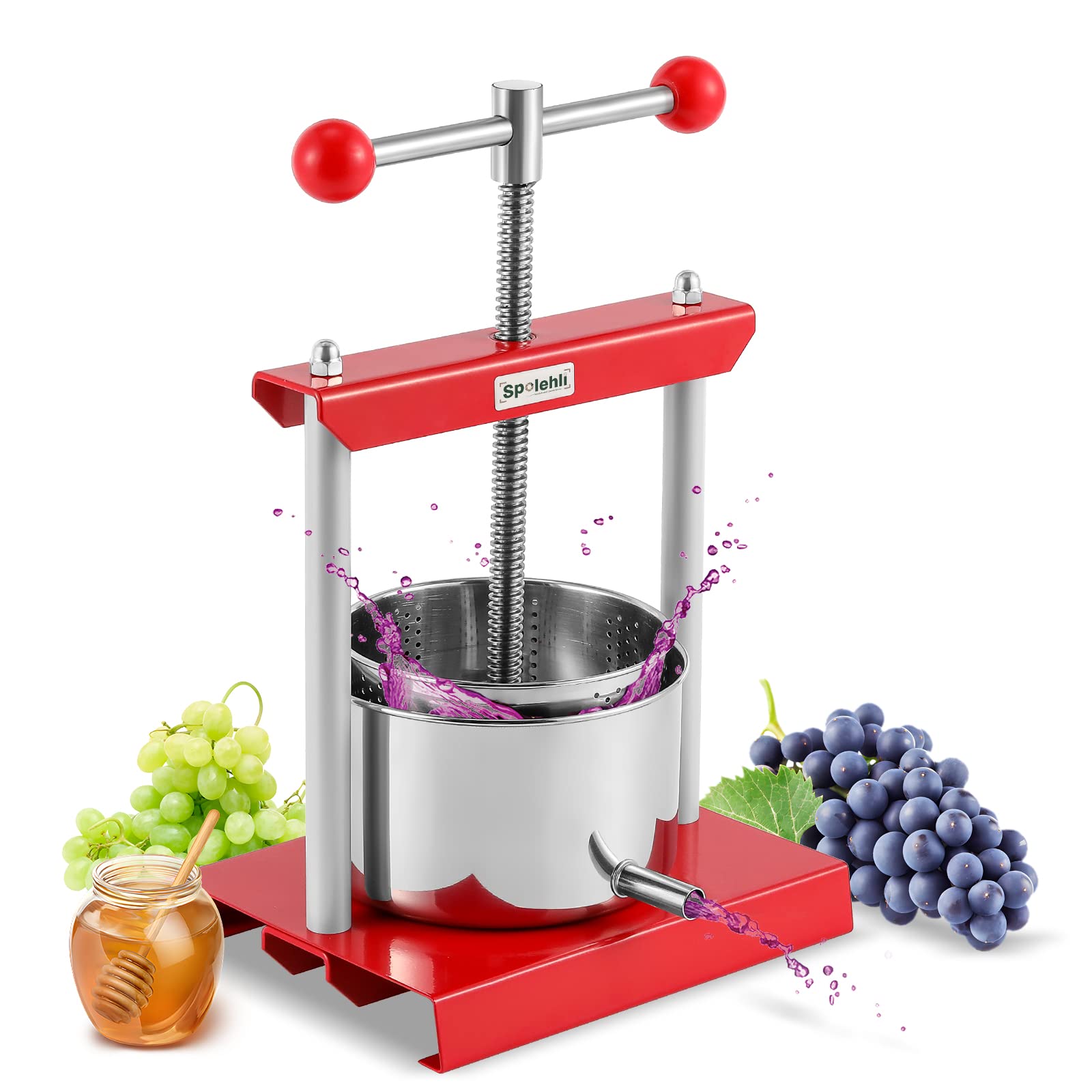 Amazon | Spolehli 2L手動 ブドウ 圧搾機 蜂蜜圧搾機 果汁絞り器