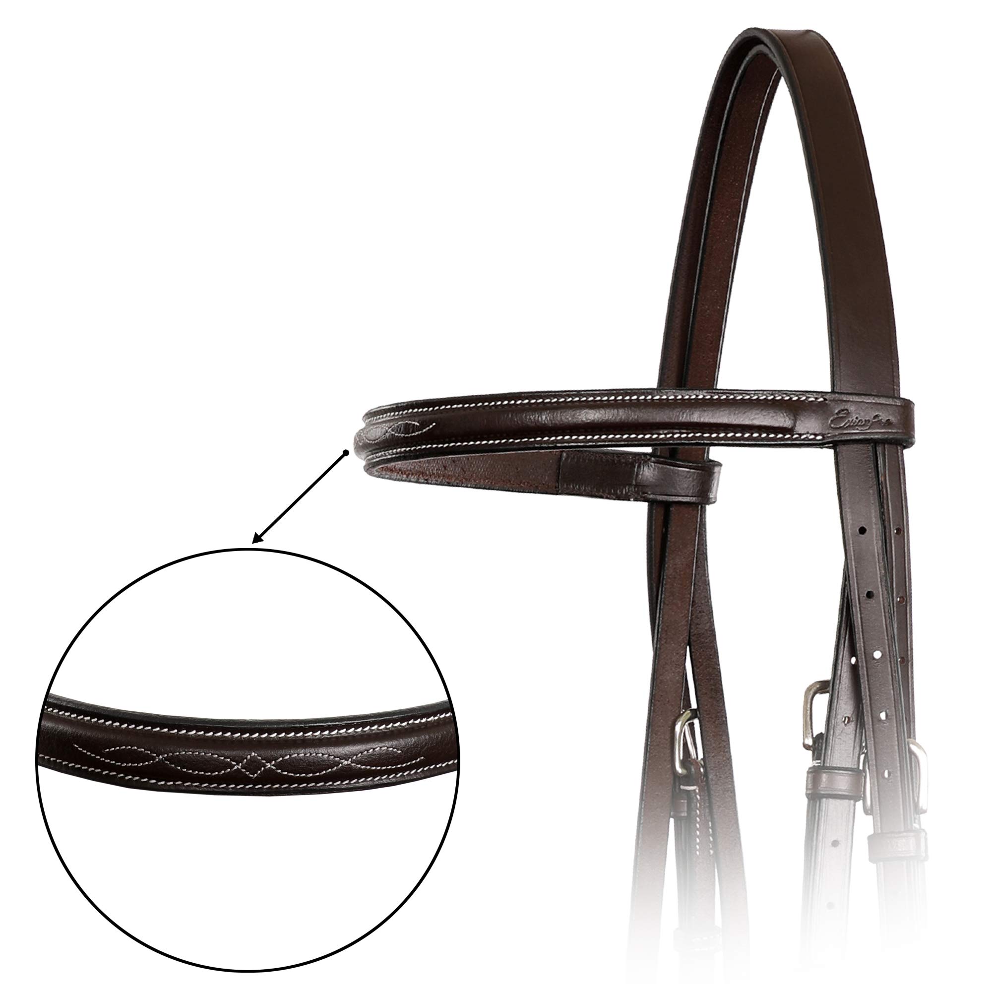 Brida de cazador cosida tradicional con riendas de cordones | Brida de caballo inglés de primera calidad