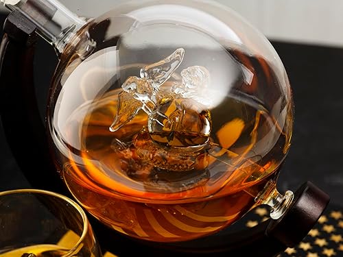 Miniatura 4 de U.S. Marine Globe - Juego de decantador de whisky con 4 vasos de licor, base de bandera de madera, juego de regalo para veteranos marinos, regalos