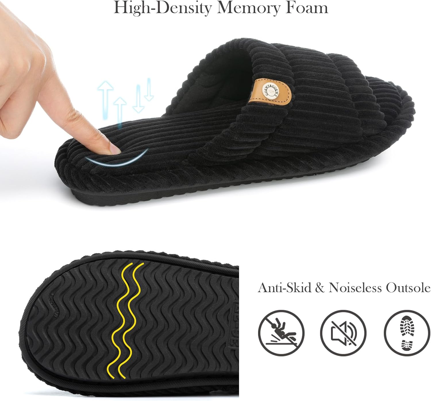 Open Toe Slippers for Women Indoor and Outdoor with Memory Foam Cute Slipper Soft House Shoes Slides Sandals Slip On Gifts for Women Mom Her Ladies Bridesmaid Corduroy - Image 5