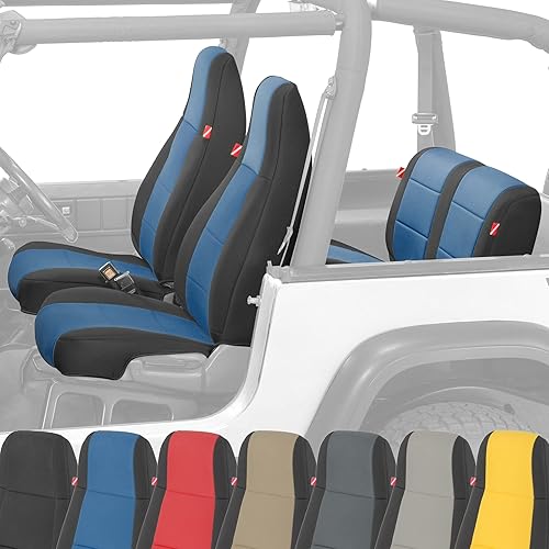 Diver Down Juego de fundas de asiento de neopreno para Jeep YJ Wrangler 1987-1995, juego de asiento delantero y trasero, fundas de asiento
