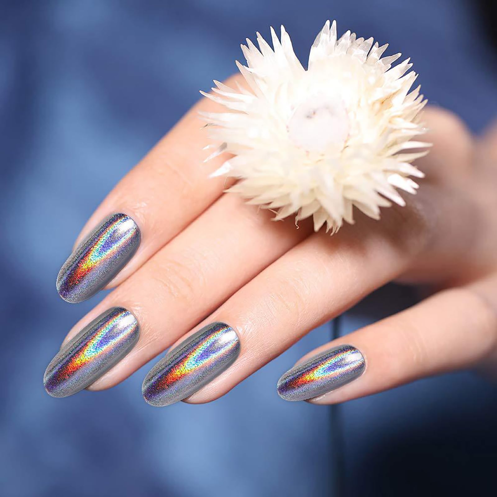RoseFlower Poudre Chrome Ongle, 12 Couleurs Effet Miroir Holographique Aurora Chameleon Poudre à Paillettes Métalliques pour Ongles, Paillettes pour Nail Art à la Maison, Manucure DIY