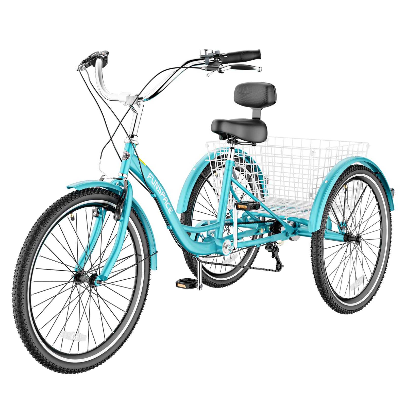 Slsy Adult Tricycles 7 Speed, Adult Trikes 20/24/26 inch 3 Wheel Bikes, Three-Wheeled Bicycles Cruise Trike with Shopping Basket for Seniors, Women, Men.