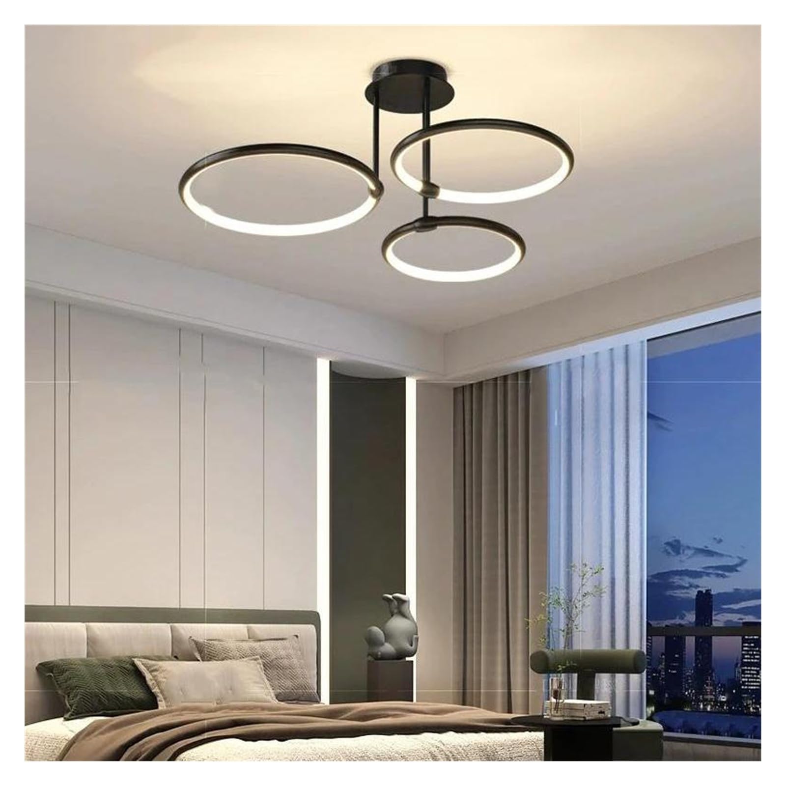 HYJAUSXB Italian Minimalist Living Room Chandelier High End Led Circle Hall Bedroom Chandelier(RC Dimming,BD55CM)