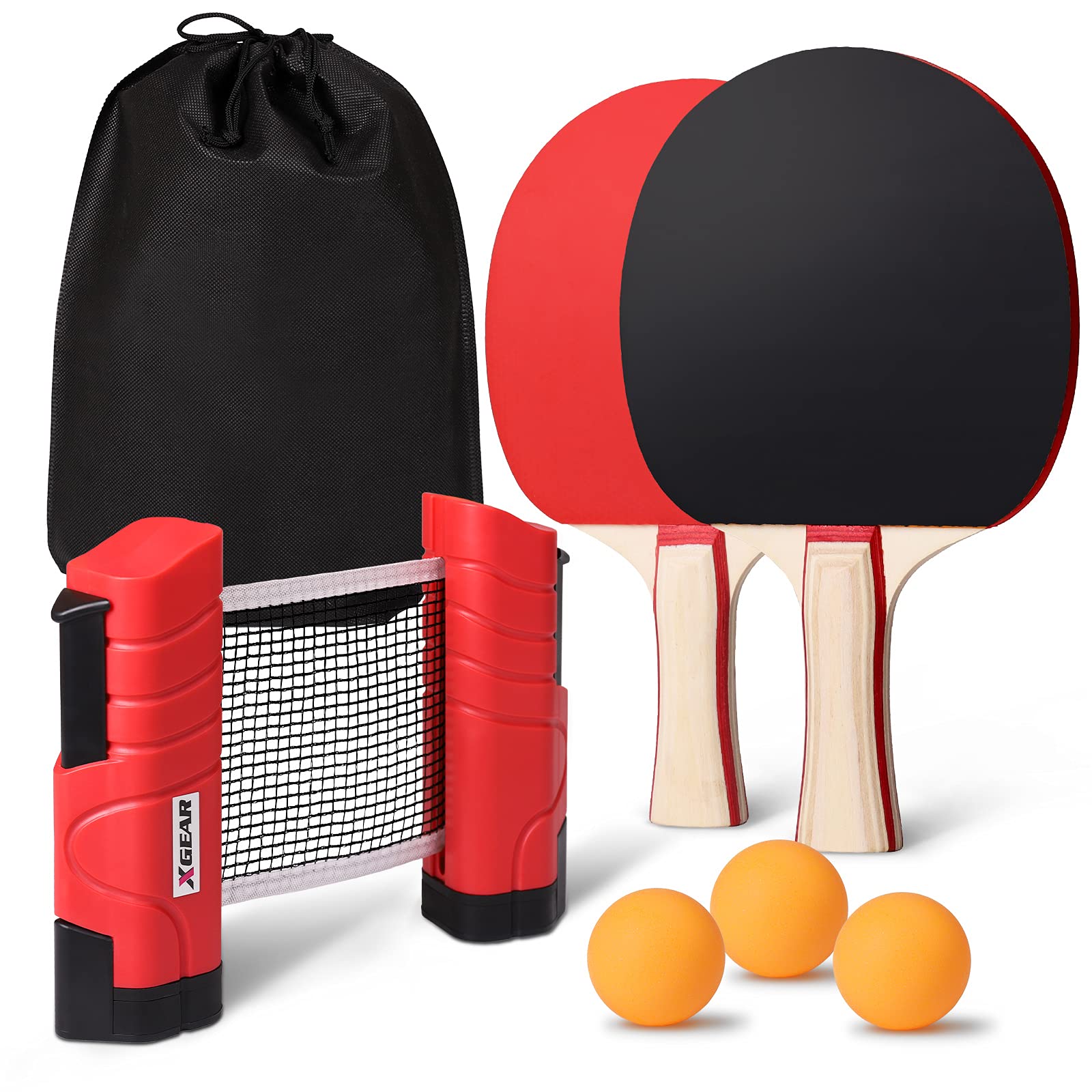 Le kit de Tennis de Table Xgear Anywhere Comprend Un Filet rétractable, 2 pagaies de ping-Pong, 3 balles à Fixer à n'importe Que
