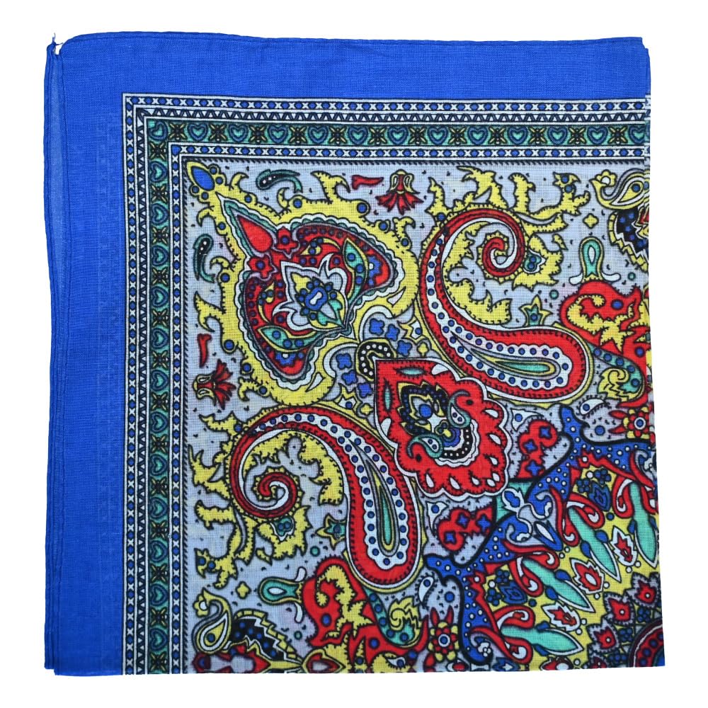 The Tie Company Unisex Blue Red Yellow Red Rose Paisley Bandana Head Neck Scarf Wrist Wrap Head Hair Band Flower Cotton - Paisley