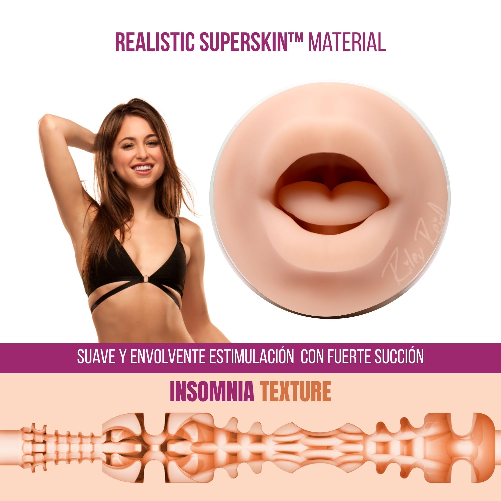 Fleshlight Riley Reid Insomnia (Mouth) Masturbador Masculino Experiencia Real Superskin