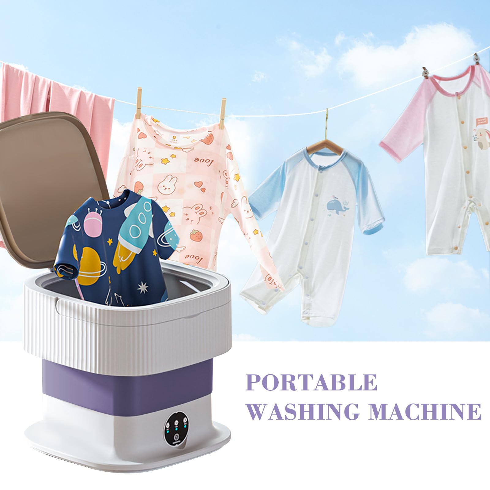 LIROPAU Portable Mini Waschmaschine 15L Camping Waschmaschine mit Schleuder Tiefenreinigung