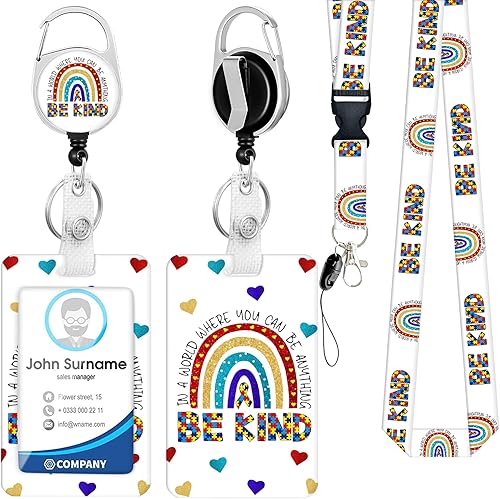 Soporte para tarjetas de identificación con cordón y clip retráctil para carretes de insignias, cordón para etiqueta de nombre, protector de