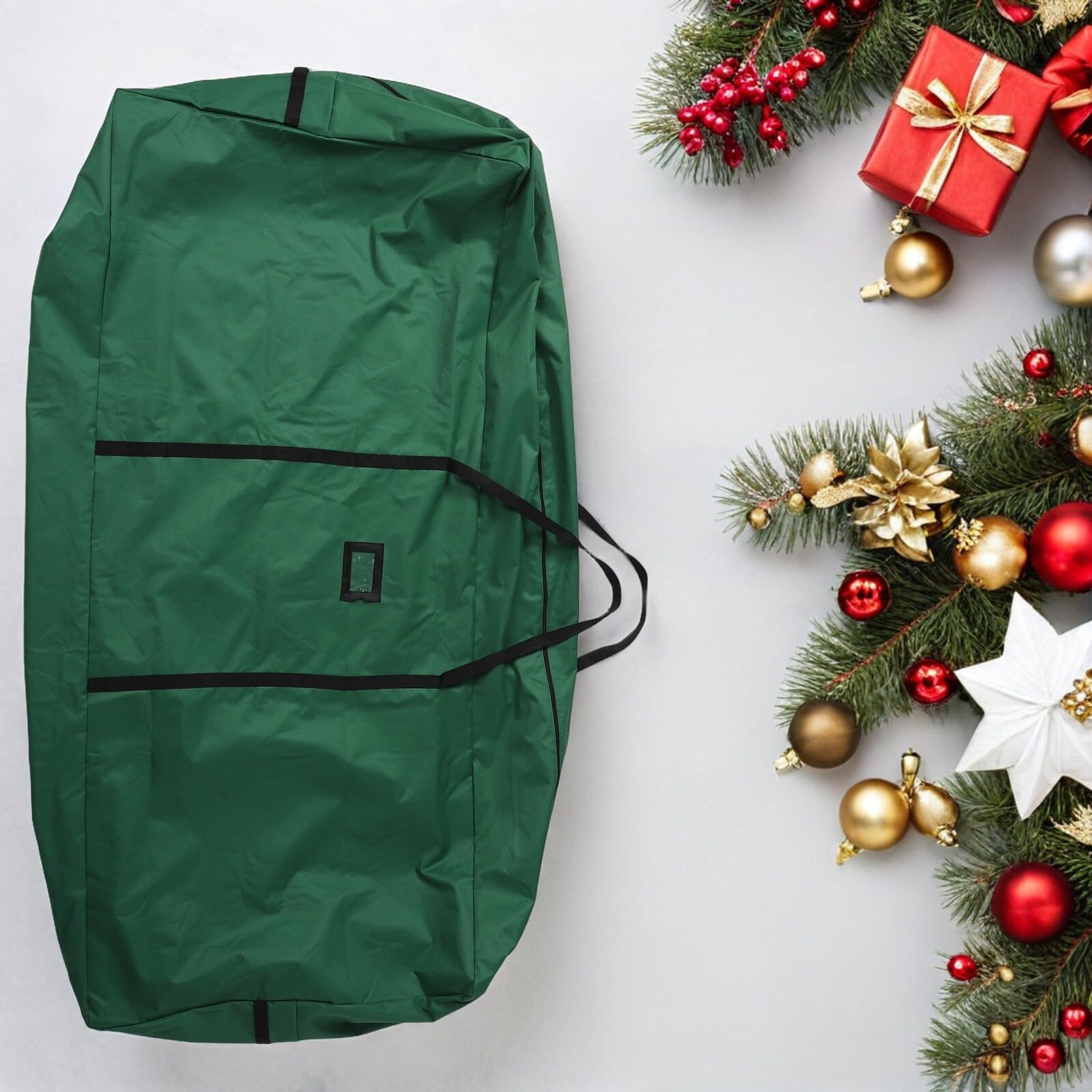 ABOOFAN Bolsa para Árbol de Navidad 600D Oxford Resistente con Cremallera y Asas Ergonómicas Tamaño Grande 165X38X76 CM Organizador a Prueba de Polvo para Almacenamiento y Transporte de
