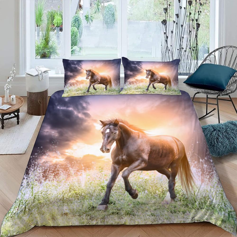 Parure cheval 3D 240x260 cm, le cadeau d'anniversaire idéal pour passionnés d'équitation.