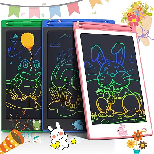 BAVEEL 3 Packs LCD Writing Tablets, 8.5 Inch Doodle Board Drawing Pad Toy Birthday Gift for 2 3 4 5 6 Years Old Boys Girls, Kids Toddler Colorful Erasable Reusable