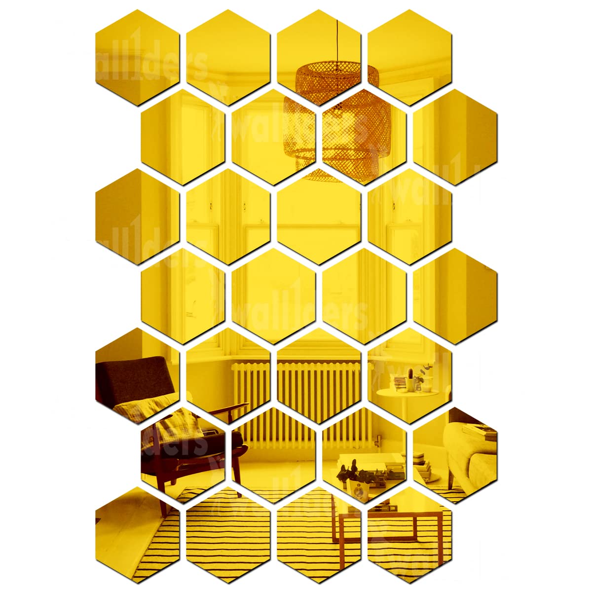 Wall1ders 28 Hexagon with 10 Butterflies Acrylic Mirror Wall Stickers (Each Hexagon Size 10.5 cm x 12 cm, Gold) Hexagon Mirror Wall Stickers, (B07WRBP5D7) Amazon Price History, Amazon Price Tracker