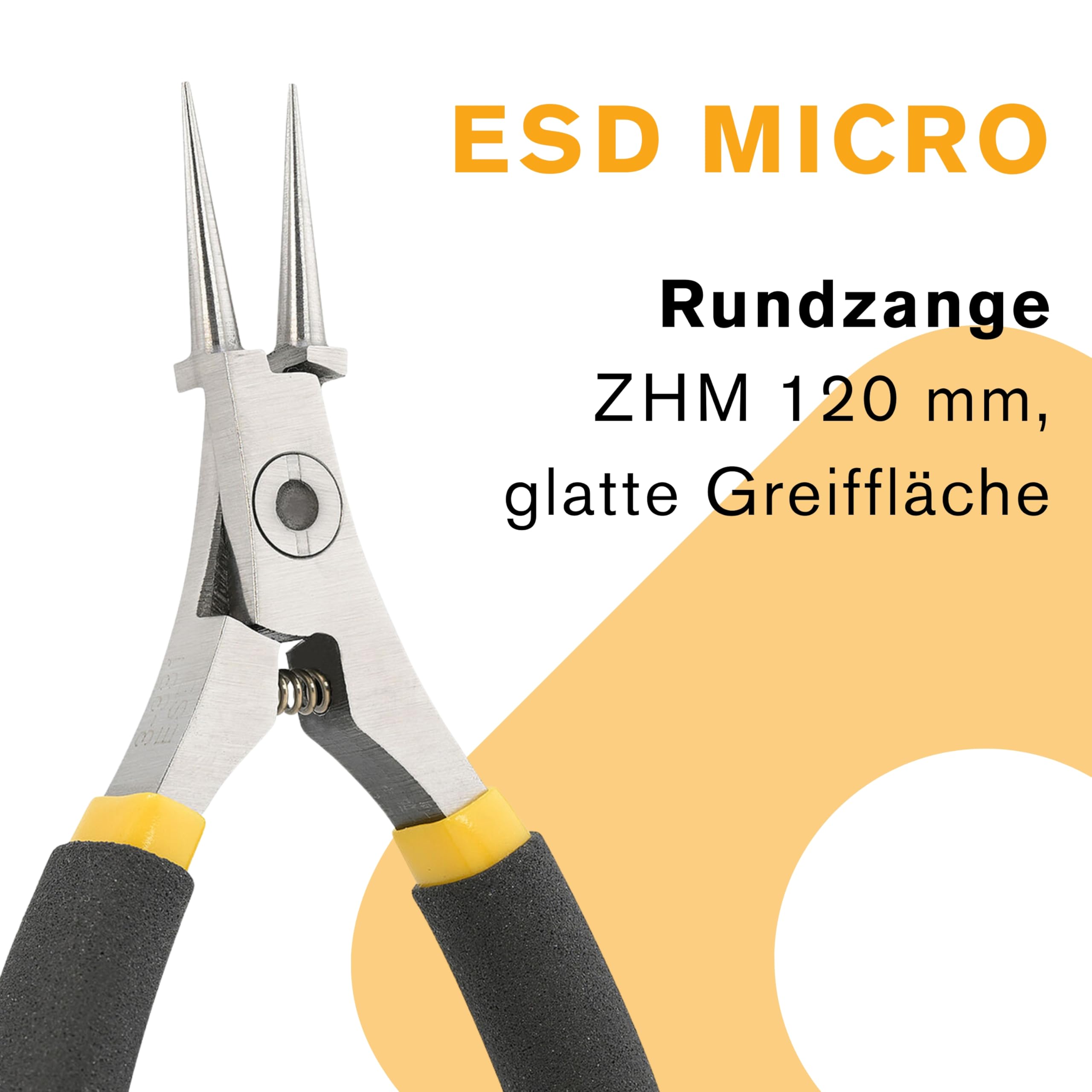 BERNSTEIN ESD Micro Rundzange, 120 mm, glatte Greiffläche | Kleine Runde Mikro Zange | Feinmechaniker Werkzeug