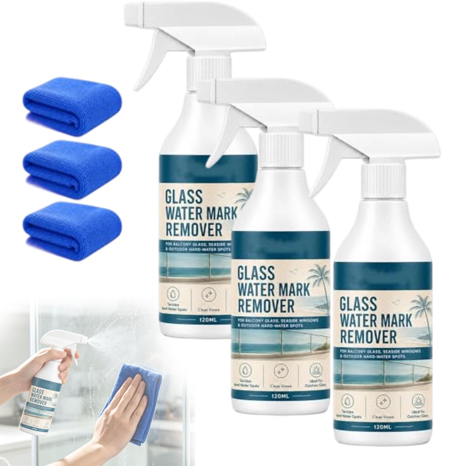 Spray Rimuovi-Macchie d'Acqua per Vetri: Scioglie Efficacemente i Residui (*3pcs)