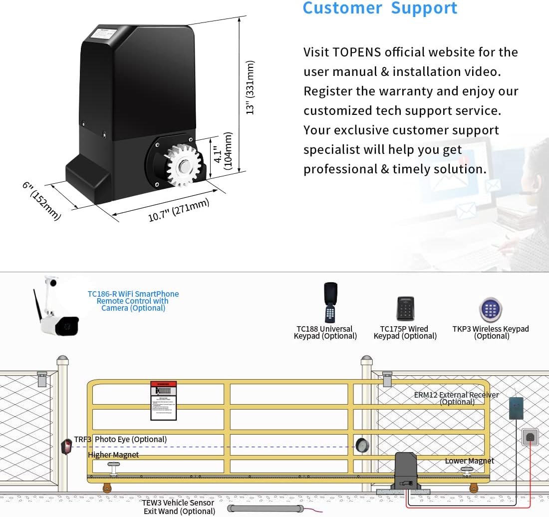 Buy TOPENS RK990T Automatic Sliding Gate Opener Rack Drive Electric