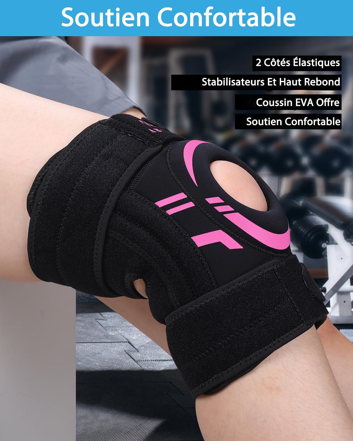 ABYON Genouillère Homme Femme – Orthèse de Genou Réglable pour Ménisque, Arthrose, ACL MCL – Support Rotulien en Néoprène avec Stabilisateurs Latéraux pour Soulagement de la Douleur et Récupération